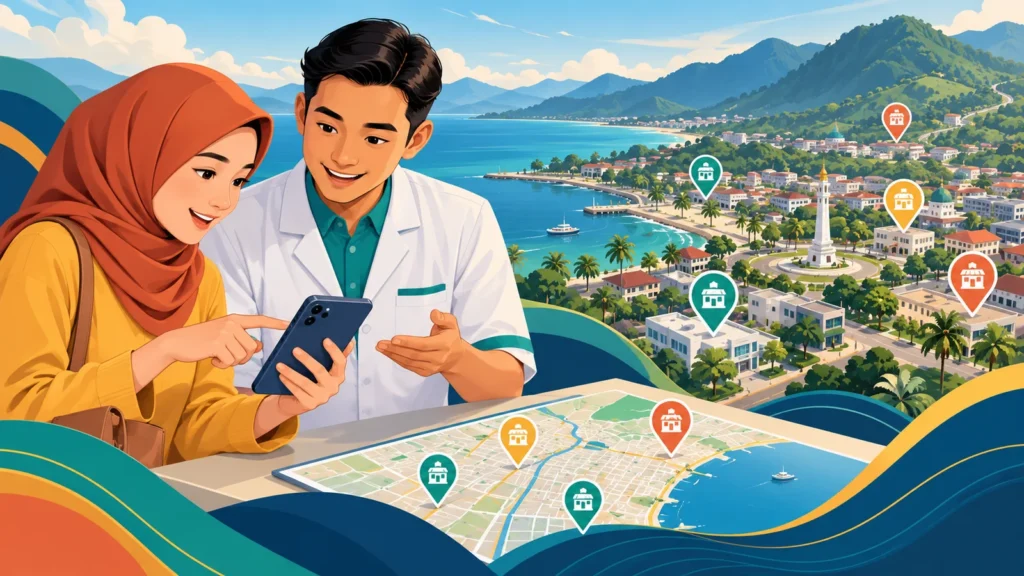 Ilustrasi memeriksa daftar apotek online dan lokasi di Palopo